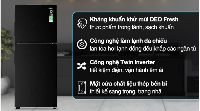 Tủ lạnh Aqua Inverter 189 lít AQR-T220FA(FB)