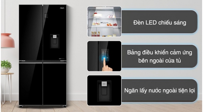 Tủ lạnh Aqua Inverter 469 lít Multi Door AQR-M536XA(WGB)