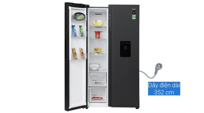 Tủ lạnh Aqua Inverter 550 lít Side By Side AQR-S612XA(WCB)