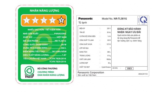 Tủ lạnh Panasonic Inverter 366 lít NR-TL381GVKV