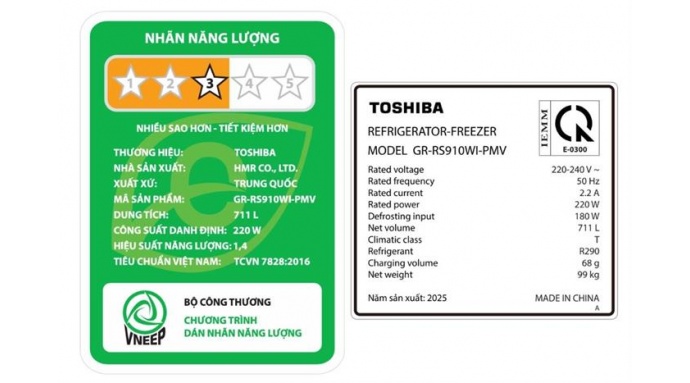 Tủ lạnh Toshiba Inverter 711 lít Side By Side GR-RS910WI-PMV(06)-MG
