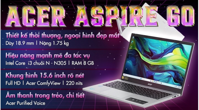 Laptop Acer Aspire Go AG15 31P 30M4 i3 N305/8GB/256GB/Win11 (NX.KRPSV.004)