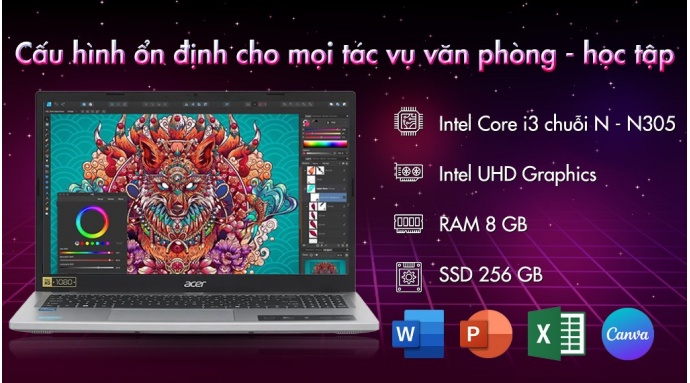 Laptop Acer Aspire Go AG15 31P 30M4 i3 N305/8GB/256GB/Win11 (NX.KRPSV.004)