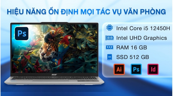 Laptop Acer Aspire Lite 15 AL15 71P 517D i5 12450H/16GB/512GB/Win11 (NX.J7KSV.001)