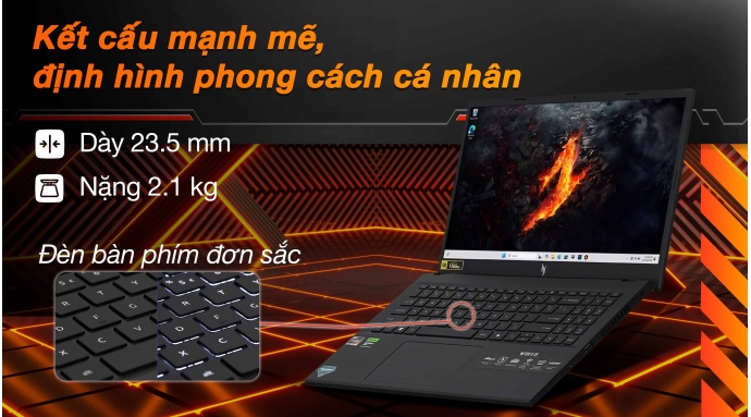 Laptop Acer Gaming Nitro V 15 ANV15 41 R2UP R5 6600H/16GB/512GB/4GB RTX2050/165Hz/Win11 (NH.QPGSV.004)