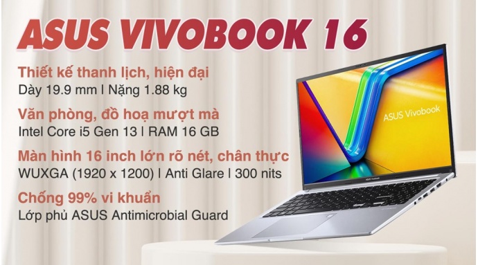Laptop Asus Vivobook 16 X1605VA i5 1335U/16GB/512GB/Win11 (MB360W)