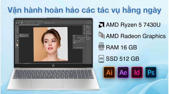 Laptop HP 15 fc0085AU R5 7430U/16GB/512GB/Win11 (A6VV8PA)