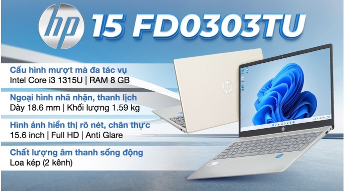 Laptop HP 15 fd0303TU i3 1315U/8GB/512GB/Win11 (A2NL4PA)