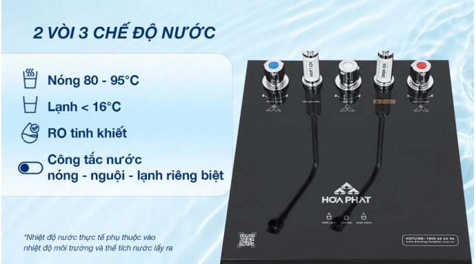 Máy lọc nước RO nóng nguội lạnh Hòa Phát HPN639 12 lõi