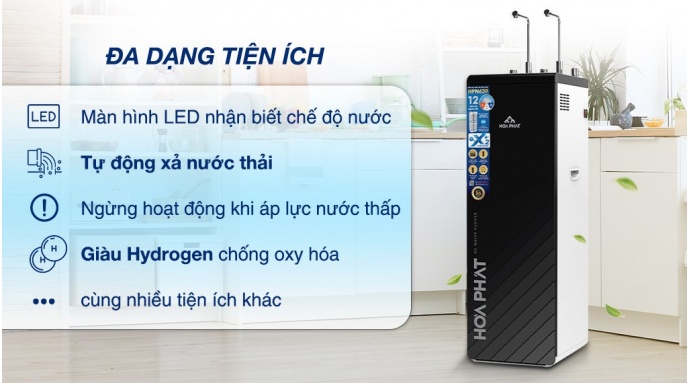 Máy lọc nước RO nóng nguội lạnh Hòa Phát HPN639 12 lõi