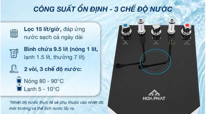 Máy lọc nước RO nóng nguội lạnh Hòa Phát HWBS3A 1021 10 lõi