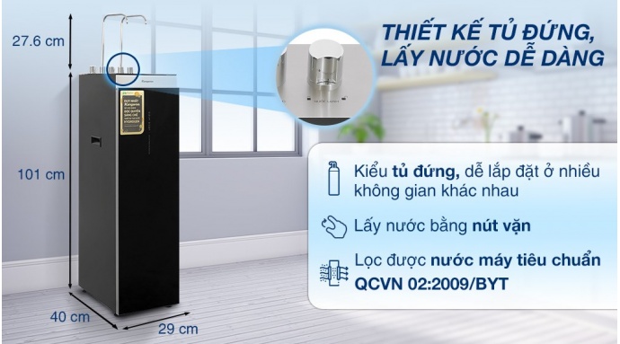 Máy lọc nước RO nóng nguội lạnh Hydrogen Kangaroo Sumire KG12A8 12 lõi