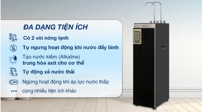 Máy lọc nước RO nóng nguội lạnh Hydrogen Kangaroo Sumire KG12A8 12 lõi