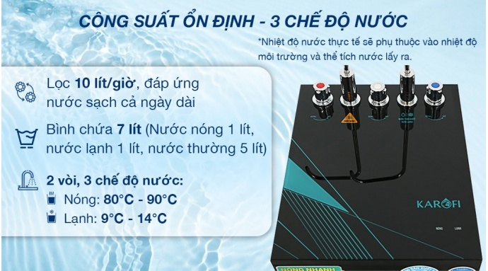 Máy lọc nước RO nóng nguội lạnh Karofi KAD-X58 11 lõi