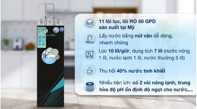 Máy lọc nước RO nóng nguội lạnh Karofi KAD-X58 11 lõi