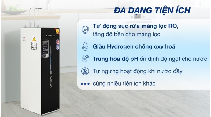 Máy lọc nước RO nóng nguội lạnh Sunhouse UltraPURE SHA76210KL 10 lõi