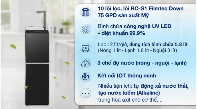 Máy lọc nước RO nóng nguội lạnh Toshiba TWP-W2396SVN(M) 10 lõi