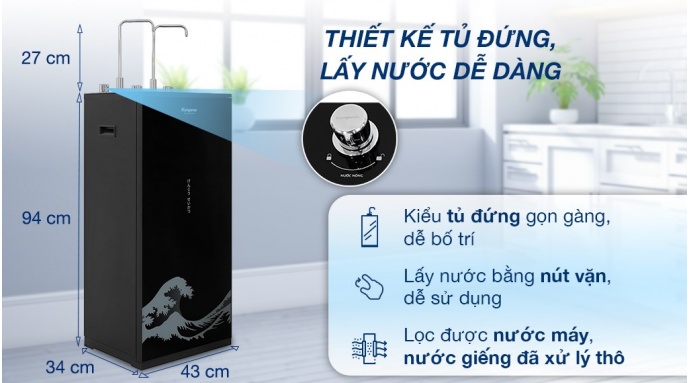 Máy lọc nước RO nóng nguội lạnh Hydrogen Kangaroo KG10A12 10 lõi