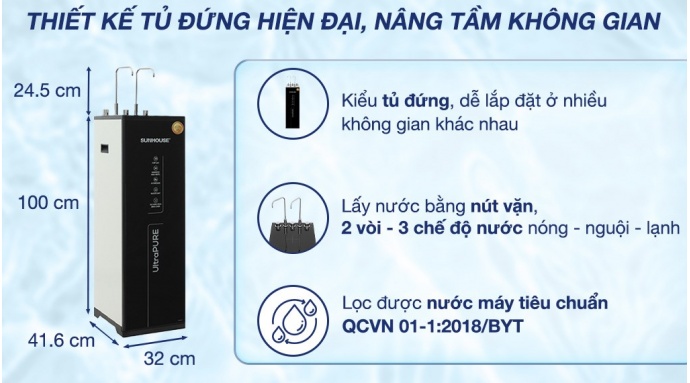 Máy lọc nước RO nóng nguội lạnh Sunhouse UltraPURE SHA76623KL 11 lõi