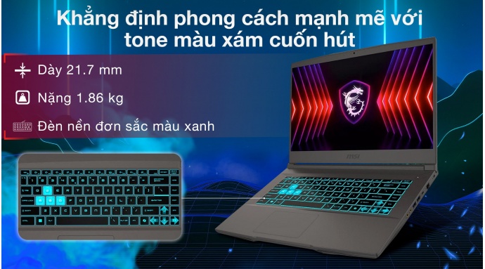 Laptop MSI Gaming Thin 15 B12UCX i5 12450H/16GB/512GB/4GB RTX2050/144Hz/Win11 (2046VN)