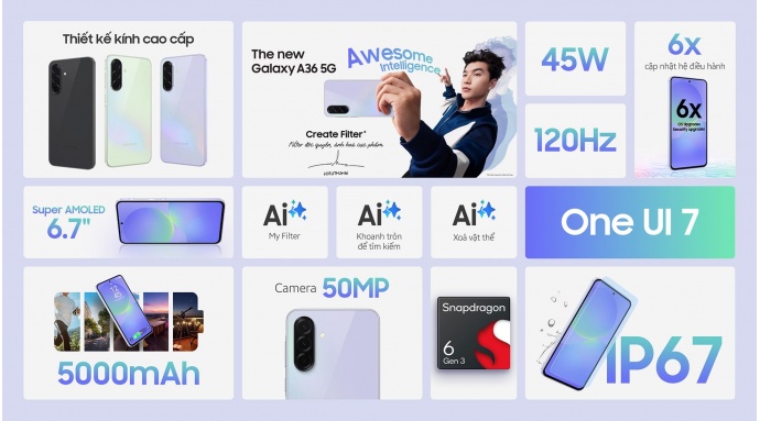Điện thoại Samsung Galaxy A36 5G 12GB/256GB