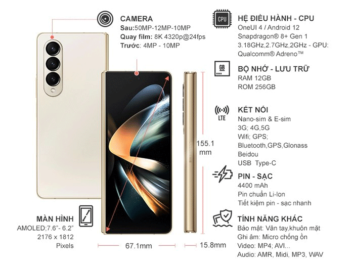 Điện thoại Samsung Galaxy Z Fold 4 5G 256GB Đỏ